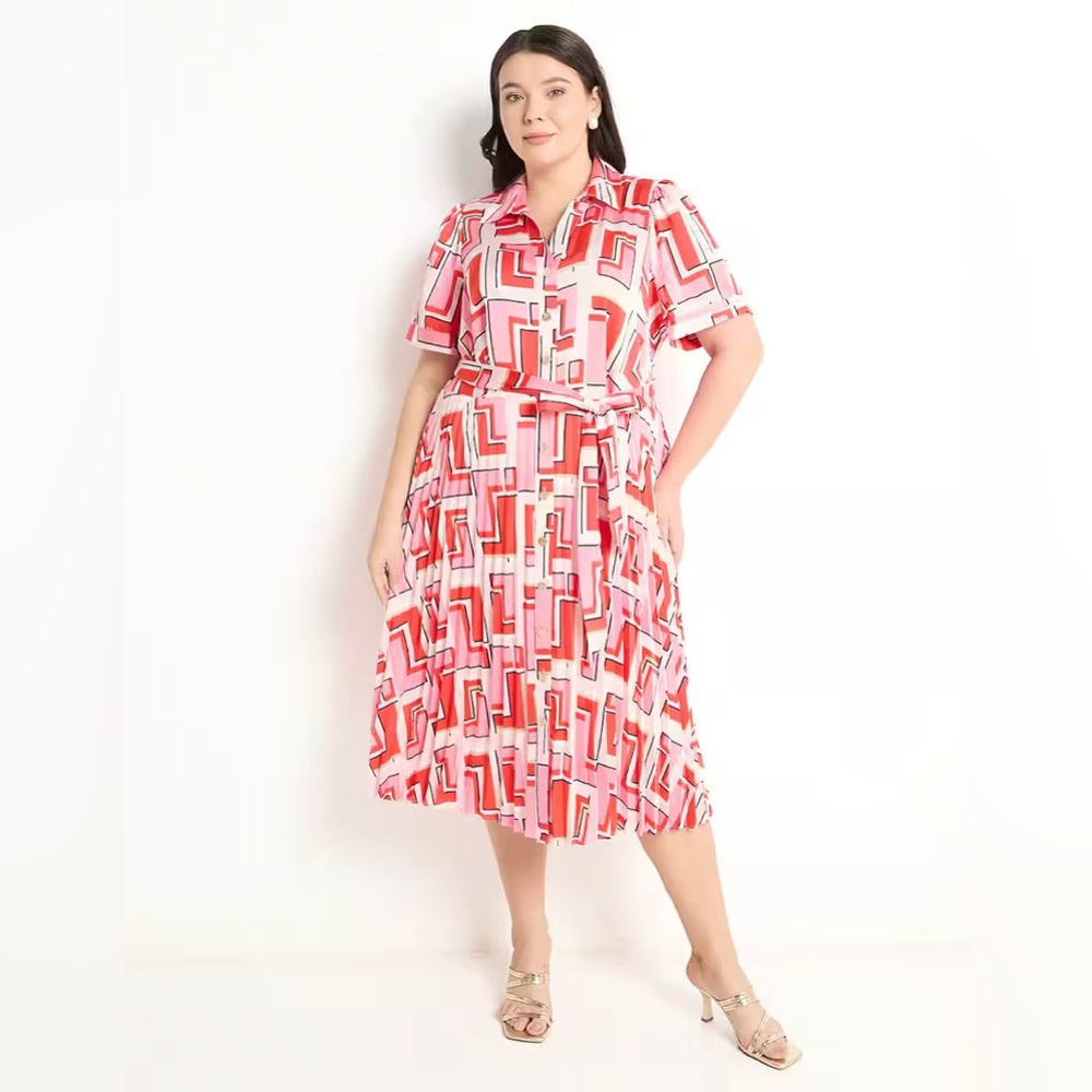 KARL LAGERFELD PARIS Geometric Print Midi Dress